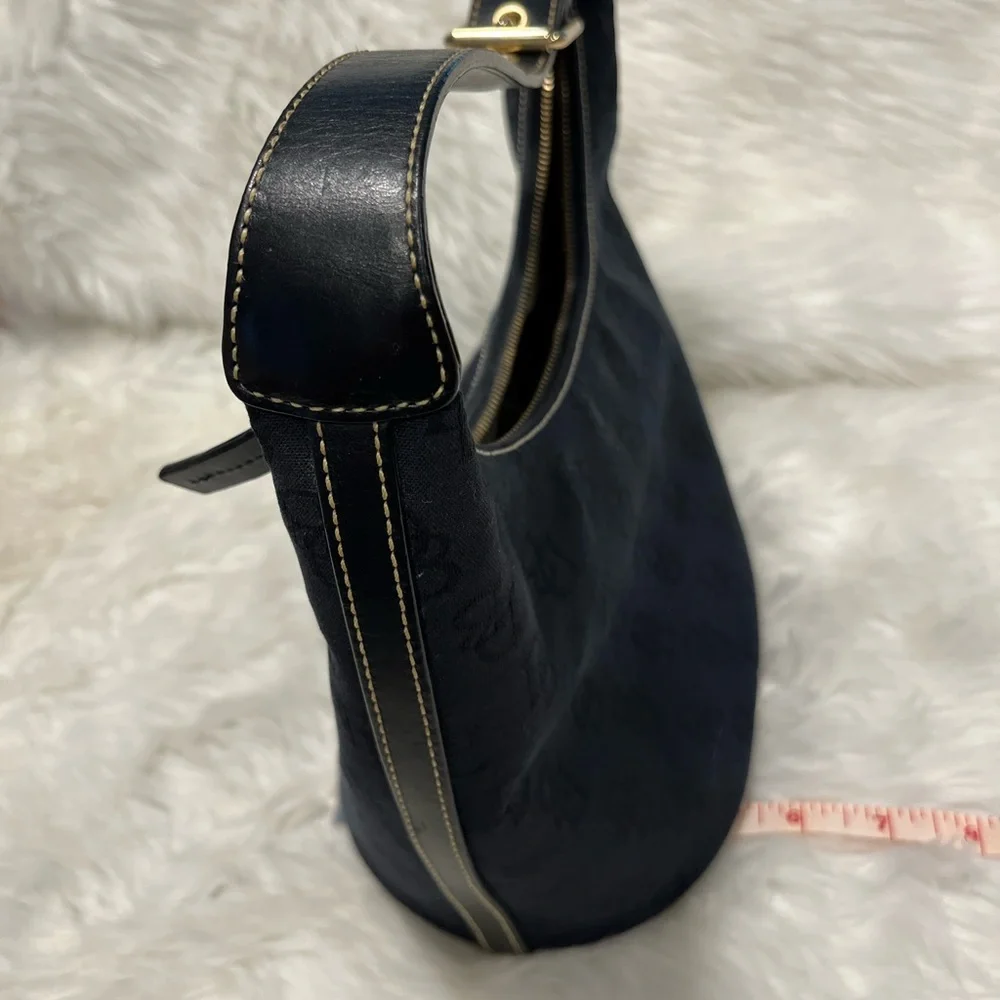 Dooney and Bourke Canvas Logo Bucket Bag Black Small Purse Women